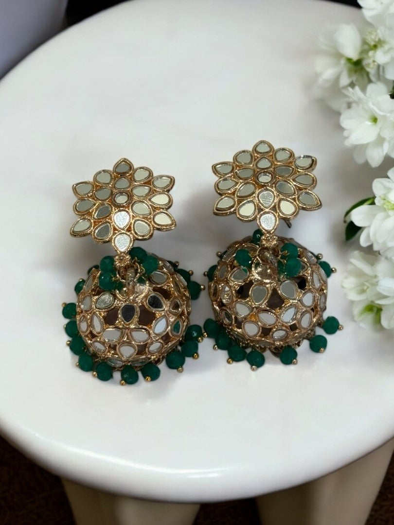 GREEN DITYASHI KUNDAN EARRINGS