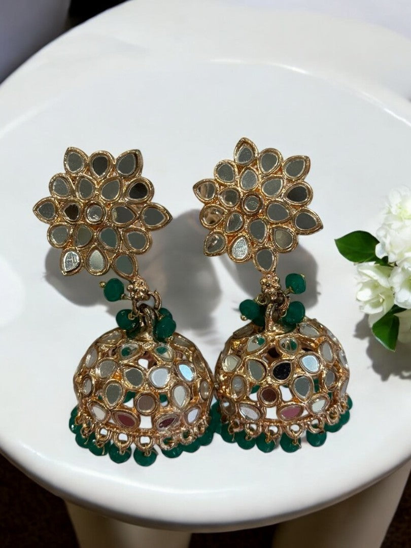 GREEN DITYASHI KUNDAN EARRINGS