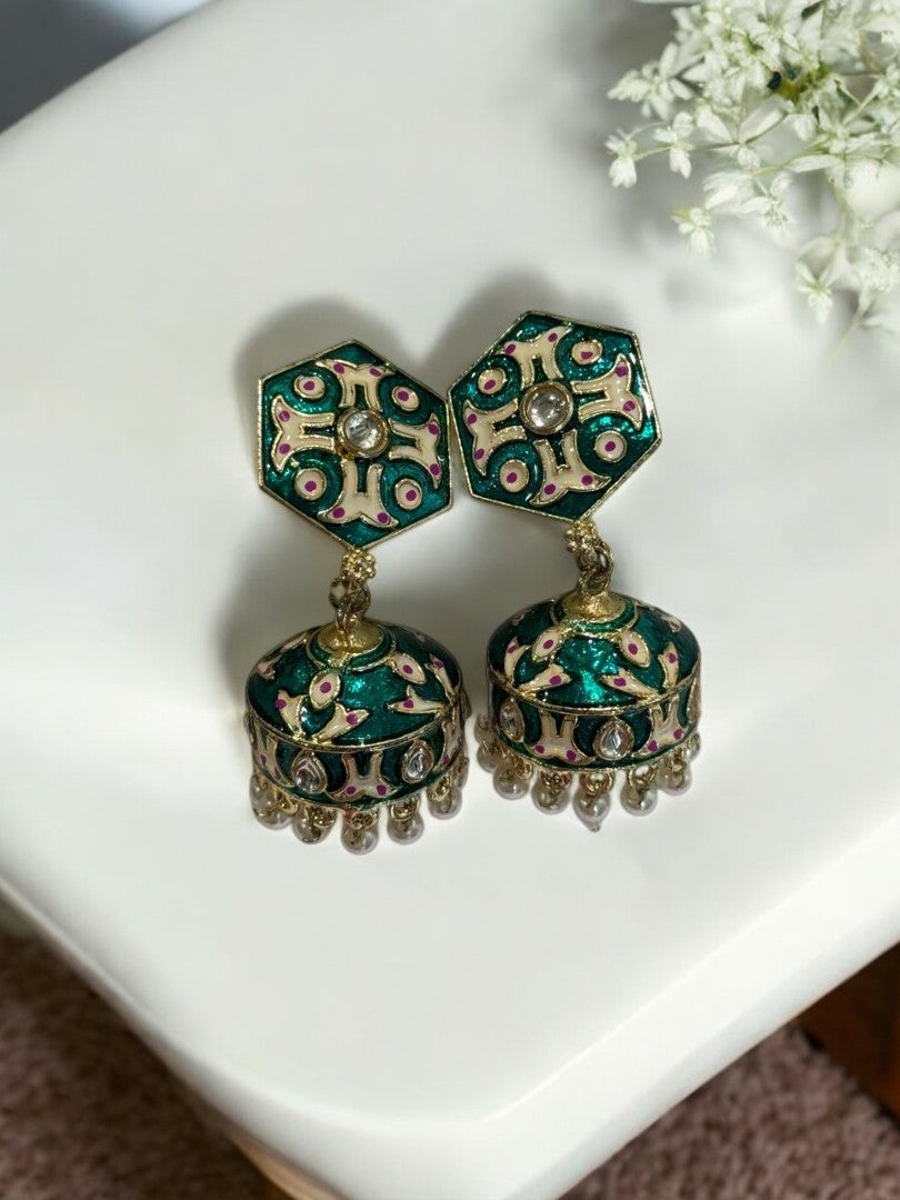 GREEN KRISHIKA KUNDAN EARRINGS