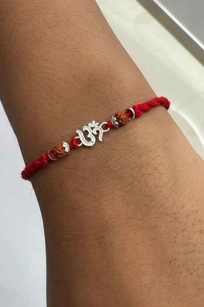 OM RUDHRAKSH SAANVI SILVER RAKHI
