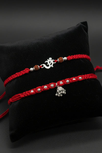 OM AARUSHI PURE SILVER COUPLE RAKHI