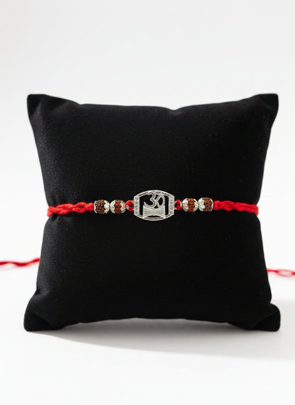 OM DAMRU DIAMOND AMORA SILVER RAKHI