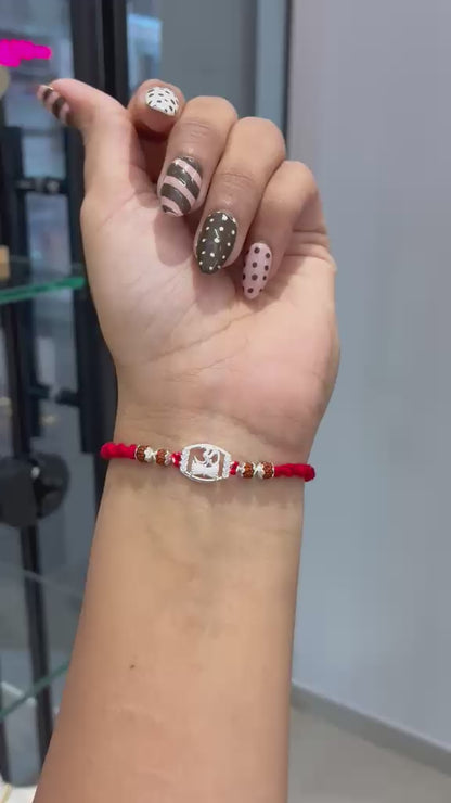 OM DAMRU DIAMOND AMORA SILVER RAKHI
