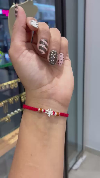DAMRU TRISHUL DHRUVI SILVER RAKHI