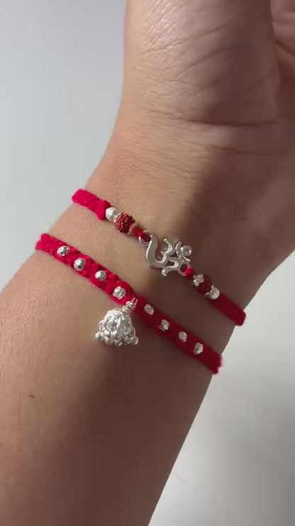 OM AARUSHI PURE SILVER COUPLE RAKHI