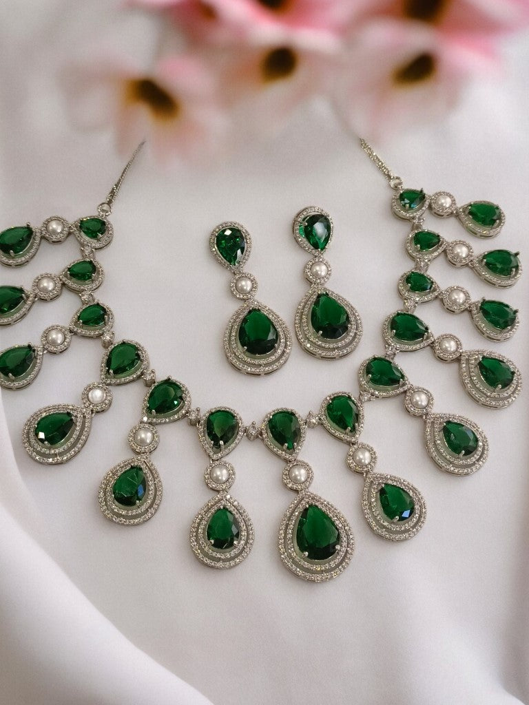 GREEN VANYA ZIRCONIA JEWELLERY SET